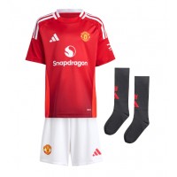 Camiseta Manchester United Alejandro Garnacho #17 Primera Equipación para niños 2024-25 manga corta (+ pantalones cortos)